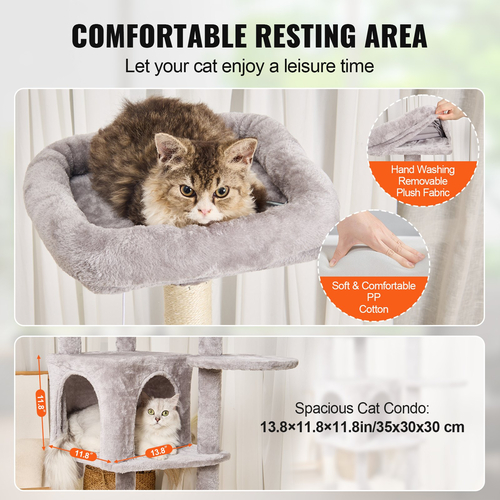 VEVOR Cat Tree 60,6&quot; Cat Tower with Cat Condo Sisal Scratching Post Ανοιχτό γκρι