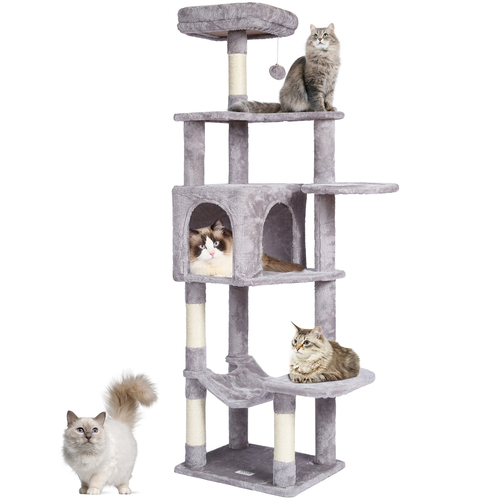 VEVOR Cat Tree 60,6&quot; Cat Tower with Cat Condo Sisal Scratching Post Ανοιχτό γκρι
