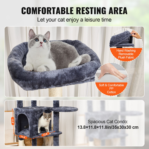 VEVOR Cat Tree 60,6&quot; Cat Tower with Cat Condo Sisal Scratching Post Dark Grey