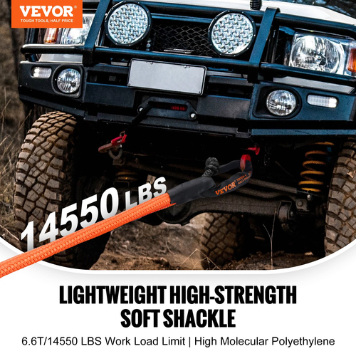 VEVOR Soft Shackle Synthetic Recovery Rope 2PCS 1/2&quot;x22&quot; 44092lbs Strength Break