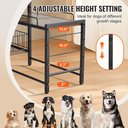 VEVOR Pet Feeding Station with Storage Dog Food &amp; Toy Organizer Raised Dog Bowls