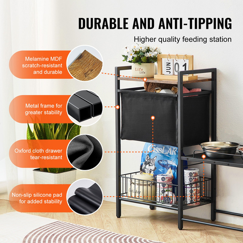 VEVOR Pet Feeding Station with Storage Dog Food &amp; Toy Organizer Raised Dog Bowls