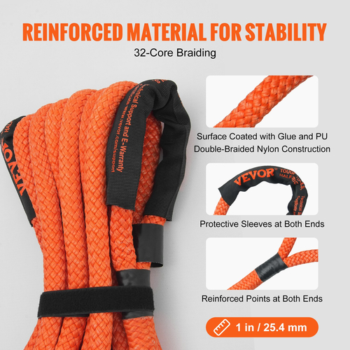 VEVOR 1&quot; x 30&#039; Kinetic Recovery Row Row 38.000 lbs, Heavy-Duty Off Road Snatch Strap, Extreme Duty 30% Elasticity Energy Snatch Strap for Jeep Car Truck ATV UTV SUV Tractor
