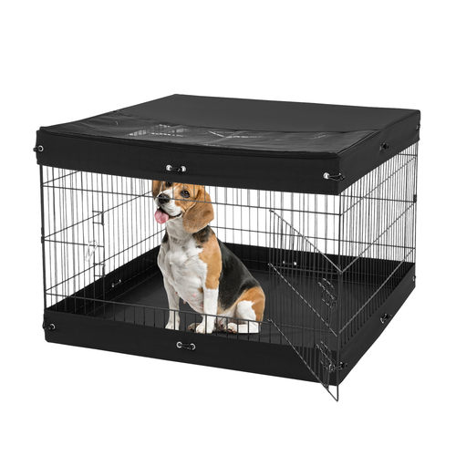 VEVOR Dog Παρκοκρέβατο 4 πάνελ Πτυσσόμενο μεταλλικό στυλό γυμναστικής σκύλου με κάλυμμα στο κάτω μέρος