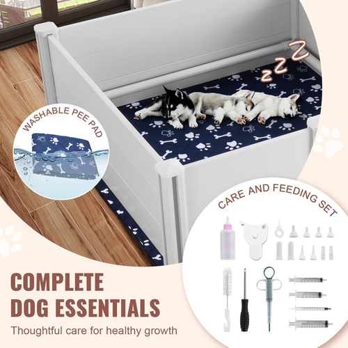 VEVOR Dog Whelping Box 93,3 x 48,4 x 18,1 ιντσών PVC διπλής ζώνης με ράγες για ούρηση