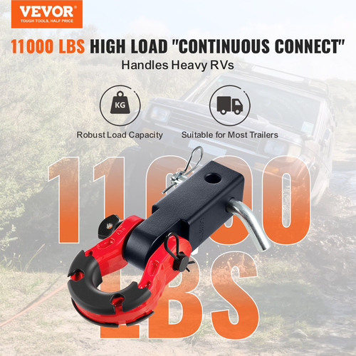 VEVOR 2&quot; Trailer Shackle Hitch Receiver D-Ring Recovery for Truck Jeep 65900 lbs