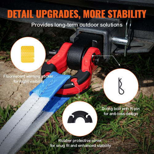 VEVOR 2&quot; Trailer Shackle Hitch Receiver D-Ring Recovery for Truck Jeep 65900 lbs