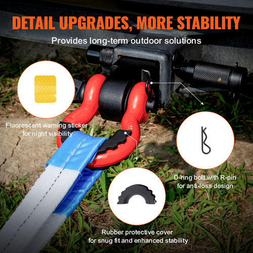 VEVOR 2&quot; Trailer Shackle Hitch Receiver D-Ring Recovery for Truck Jeep 66000 lbs