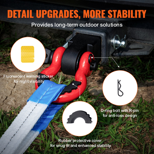 VEVOR 2&quot; Trailer Shackle Hitch Receiver D-Ring Recovery for Truck Jeep 52900 lbs
