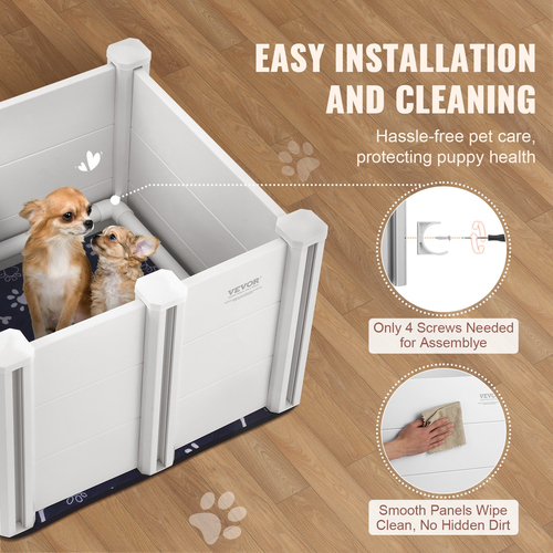 VEVOR Dog Whelping Box 28,3x28,3x18,1 σε PVC με Rails Pee Pad για σκύλους κουτάβια