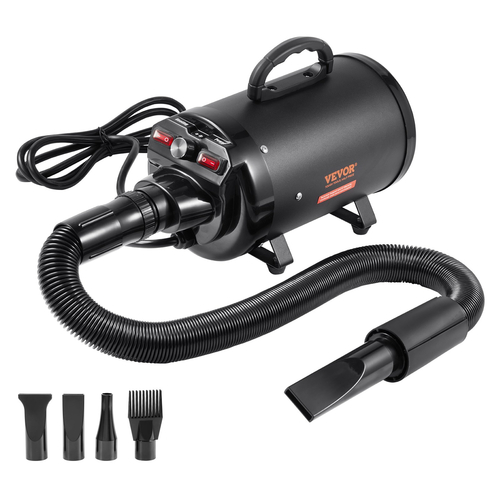 Στεγνωτήρας σκυλιών VEVOR, 2000W/2,7HP Στεγνωτήρας για σκύλους, Στεγνωτήρας περιποίησης κατοικίδιων με ρυθμιζόμενο έλεγχο ταχύτητας και θερμοκρασίας, Στεγνωτήρας μαλλιών για κατοικίδια με 4 ακροφύσια και επεκτάσιμο σωλήνα, μαύρο