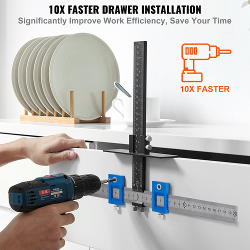 Κουζίνα ντουλαπιού VEVOR Hardware, κράμα αλουμινίου και χειρολαβή ντουλαπιού από ανοξείδωτο χάλυβα με κεντρική διάτρηση, ρυθμιζόμενο πρότυπο υλικού ντουλαπιού για εγκατάσταση μπροστινών πόμολα συρταριών πόρτας Χερούλια και έλξεις