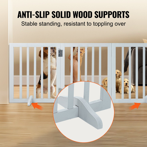 VEVOR Free Standing Dog Gate 24x60 ιντσών Ανεξάρτητη Πύλη Pet Πτυσσόμενη Λευκή