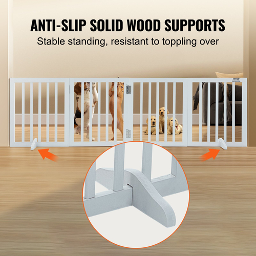 VEVOR Free Standing Dog Gate 24x80,3 ιντσών Ανεξάρτητη Πύλη Pet Πτυσσόμενη Λευκή