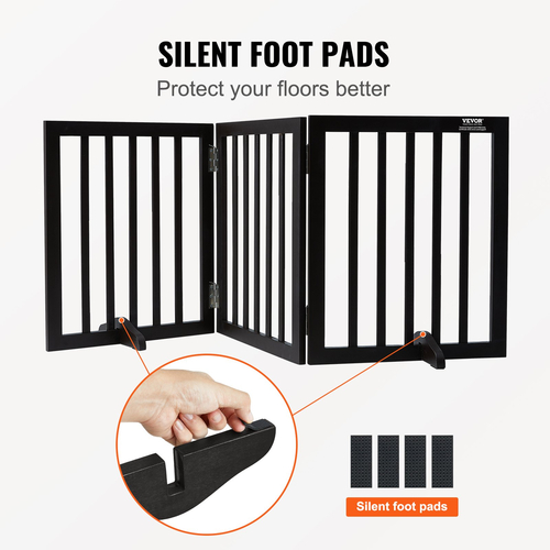 VEVOR Free Standing Dog Gate 24x60 ιντσών Ανεξάρτητη πύλη Pet Πτυσσόμενη καφέ