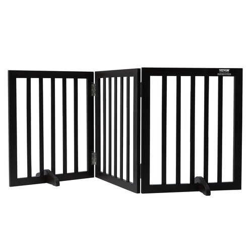 VEVOR Free Standing Dog Gate 24x60 ιντσών Ανεξάρτητη πύλη Pet Πτυσσόμενη καφέ