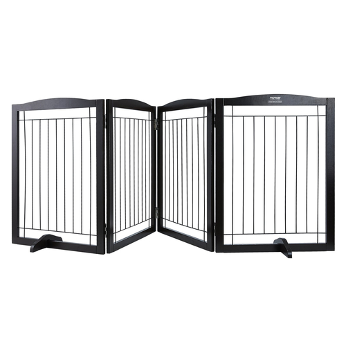 VEVOR Free Standing Dog Gate 32x96,5 ιντσών Ανεξάρτητη πύλη για κατοικίδια πτυσσόμενη καφέ