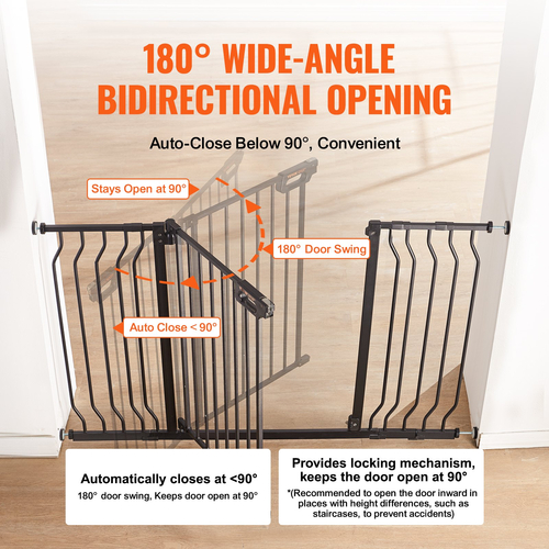 VEVOR Baby Gate, 29,5&quot;-53&quot; Extra Wide, 30&quot; High, Dog Gate για σκάλες Πόρτες και σπίτι, Easy Step Walk Thru Auto Close Child Gate Πύλη ασφαλείας κατοικίδιων ζώων με κιτ τοποθέτησης πίεσης και κιτ τοποθέτησης στον τοίχο, μαύρο