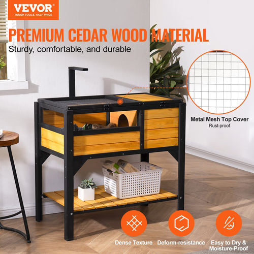 VEVOR Wooden Tortoise House Tortoise Habitat Indoor &amp; Outdoor for Lizards Snakes
