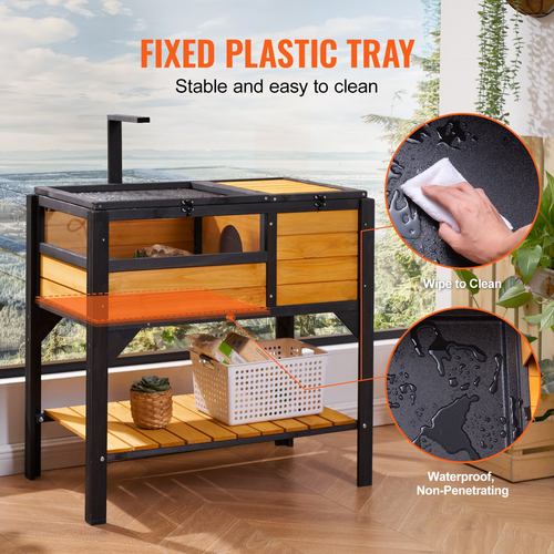 VEVOR Wooden Tortoise House Tortoise Habitat Indoor &amp; Outdoor for Lizards Snakes