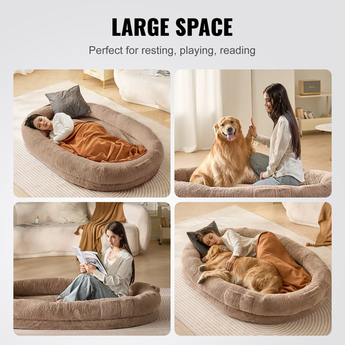 VEVOR Human Dog Bed 72x48x10 in Large Human Size Skill Beuable Faux Rabbit Fur