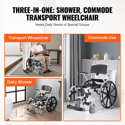 Αναπηρική καρέκλα ντους VEVOR 17,5 ιντσών Aloy Commode Αναπηρική καρέκλα μπάνιου για άτομα με ειδικές ανάγκες