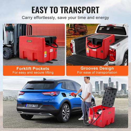 VEVOR Φορητό ρεζερβουάρ ντίζελ &amp; βενζίνης 48 Gal Fuel Tank with 12V Transfer Pump