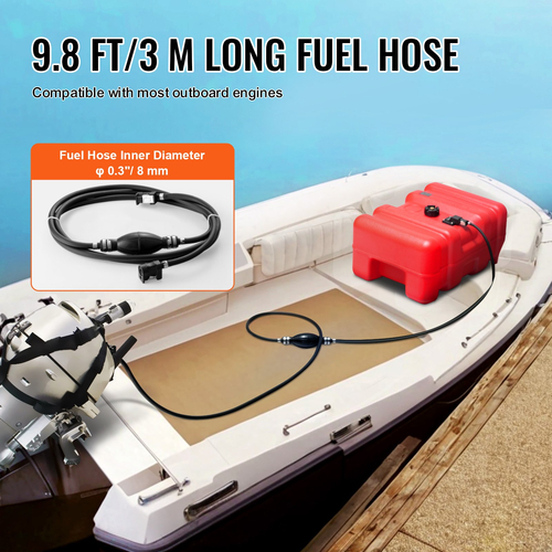 VEVOR Marine Fuel Tank, 14,53 Gallon/55L, Φορητή δεξαμενή αερίου καυσίμου σκάφους για σκάφη εξωλέμβιας μηχανής, πλαστική δεξαμενή καυσίμου εξωλέμβιου σκάφους με λάστιχο, εύκολο στη μεταφορά για σκάφος, ψαρόβαρκα, σκάφος καταστρώματος, κόκκινο