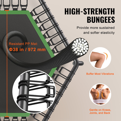 VEVOR 54,5&quot; Mini Fitness Trampoline Adults Indoor Exercise Rebounder with Handle