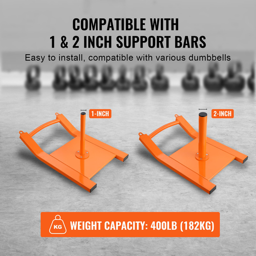 VEVOR Weight Training Pull Sled, Fitness Strength Speed ​​Training Sled, Steel Power Sled Εξοπλισμός προπόνησης για αθλητική άσκηση και βελτίωση ταχύτητας, Κατάλληλο για πιάτο βάρους 1&quot; &amp; 2&quot;, πορτοκαλί