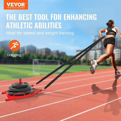 VEVOR Weight Training Pull Sled, Fitness Strength Speed ​​Training Sled, Steel Power Sled Εξοπλισμός προπόνησης για Αθλητική Άσκηση και Βελτίωση Ταχύτητας, Κατάλληλο για Πιάτο Βαρών 2&quot;, κόκκινο
