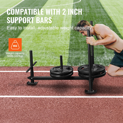 Sled VEVOR Weight Training, Pull Push Power Sled with Handle, Fitness Strength Trainsition training, Steel Workout Εξοπλισμός για Αθλητική Άσκηση &amp; Βελτίωση Ταχύτητας, Fit for 2&quot; Weight Plate, Μαύρο