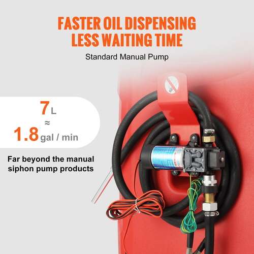 VEVOR Fuel Caddy, 32 γαλόνια, φορητό ρεζερβουάρ αποθήκευσης καυσίμου σε τροχούς, με αντλία μεταφοράς 12V DC 140 W (μόνο για Diesel), Δοχείο καυσίμου ντίζελ με σωλήνα 13 Ft, Ρυθμός ροής 40 L/min, για φορτηγά, σκάφη