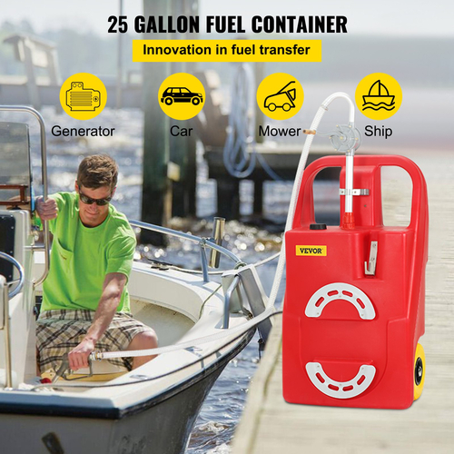 VEVOR Fuel Caddy, 32 γαλόνια, φορητό ρεζερβουάρ αποθήκευσης καυσίμου σε τροχούς, με αντλία χειροκίνητης μεταφοράς, δοχείο καυσίμου βενζίνης ντίζελ για αυτοκίνητα, χορτοκοπτικά, ATV, σκάφη, Περισσότερα, κόκκινο