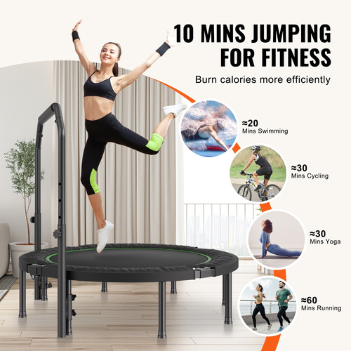 VEVOR 52&quot; Πτυσσόμενο Mini Fitness Trampoline Adults Exercise Rebounder with Handle