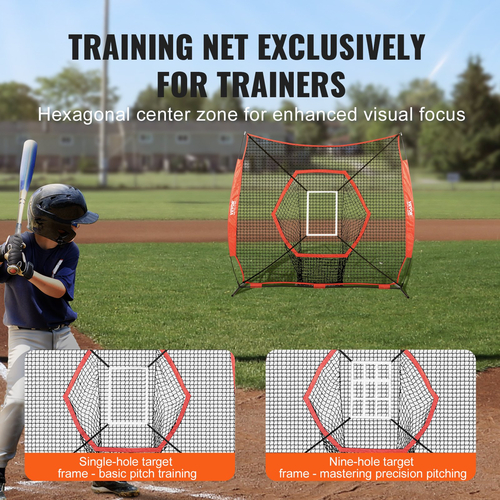 VEVOR 7x7 ft Baseball Softball Practice Net, φορητό δίχτυ προπόνησης μπέιζμπολ για χτύπημα μπαταριών, βοηθήματα προπόνησης με εξοπλισμό μπέιζμπολ backstop με πλαίσιο τόξου, τσάντα μεταφοράς και ζώνη κρούσης
