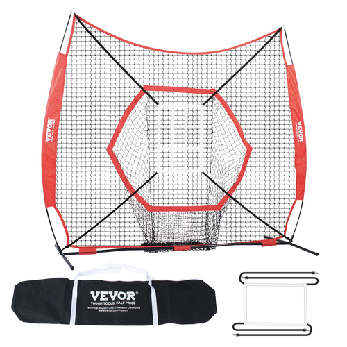 VEVOR 7x7 ft Baseball Softball Practice Net, φορητό δίχτυ προπόνησης μπέιζμπολ για χτύπημα μπαταριών, βοηθήματα προπόνησης με εξοπλισμό μπέιζμπολ backstop με πλαίσιο τόξου, τσάντα μεταφοράς και ζώνη κρούσης
