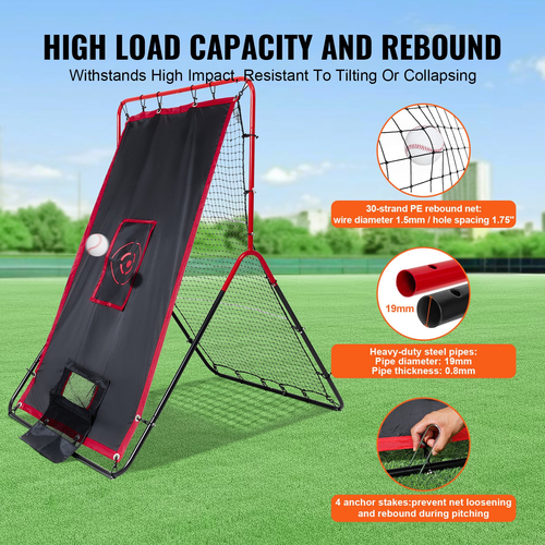 VEVOR Baseball And Softball Rebounder Net 3x4,5 ft 2-in-1 Switch Hitter Pitch