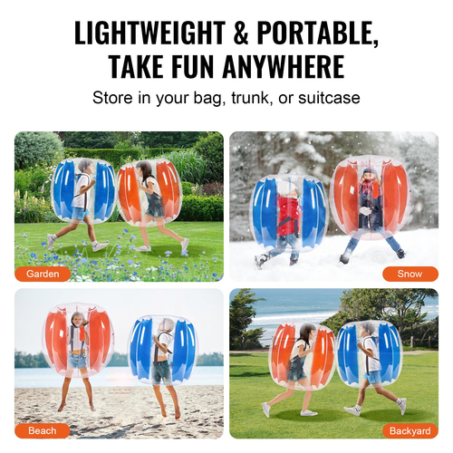 Φουσκωτές μπάλες προφυλακτήρα VEVOR 2-pack, 3FT/0,9M Body Sumo Zorb Balls για παιδιά και εφήβους, Ανθεκτικές μπάλες με φούσκα ανθρώπινου χάμστερ PVC για ομαδικό παιχνίδι σε εξωτερικούς χώρους, παιχνίδια προφυλακτήρα Bopper για παιδική χαρά, αυλή, πάρκο