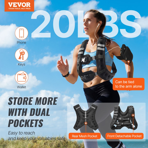 VEVOR 20lb Weighted Γιλέκο για Άντρες Γυναικεία Εξοπλισμός προπόνησης για προπόνηση δύναμης