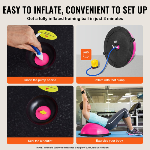 VEVOR 23&quot; Half Exercise Ball Trainer Yoga Balance Stability Band Resistance Ball