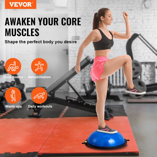 VEVOR 26&quot; Half Exercise Ball Trainer Yoga Balance Stability Band Resistance Ball