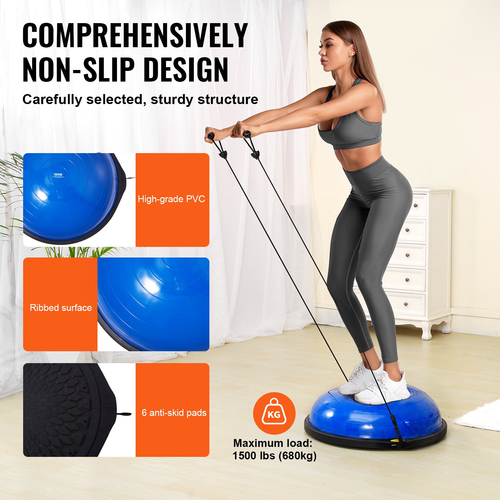 VEVOR 26&quot; Half Exercise Ball Trainer Yoga Balance Stability Band Resistance Ball