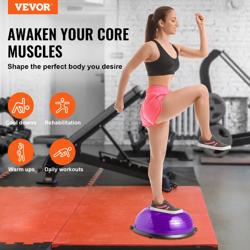 VEVOR 23&quot; Half Exercise Ball Trainer Yoga Balance Stability Band Resistance Ball