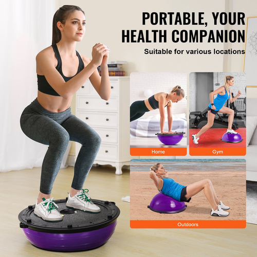 VEVOR 23&quot; Half Exercise Ball Trainer Yoga Balance Stability Band Resistance Ball