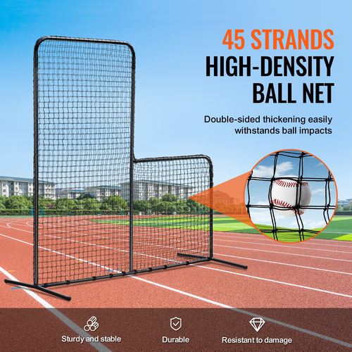 VEVOR L Screen Baseball για Batting Cage, 7x7 ft Baseball Softball Screen Safety, Body Protector Φορητή οθόνη κτύπημα με τσάντα μεταφοράς και πάσσαλοι εδάφους, Heavy Duty Pitching Net for Pitchers Protection