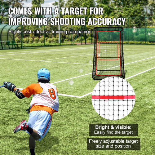 VEVOR Lacrosse Rebounder για Backyard, 4x7 Ft Volleyball Bounce Back Net, Pitchback Throwback Baseball Softball Return Training Screen, Ρυθμιζόμενη γωνία σκοποβολής Πρακτική Τείχος προπόνησης με στόχο
