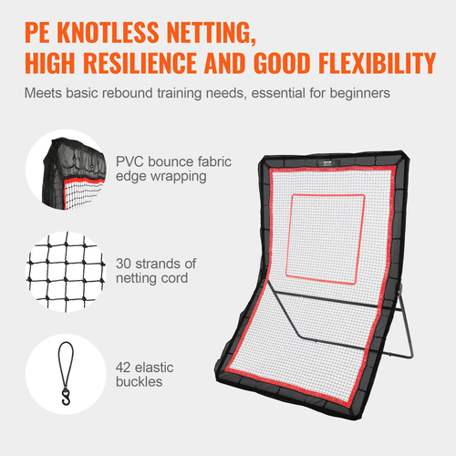VEVOR Lacrosse Rebounder για Backyard, 5x7 Ft Volleyball Bounce Back Net, Pitchback Throwback Baseball Softball Return Training Screen, Ρυθμιζόμενη γωνία σκοποβολής Πρακτική Τείχος προπόνησης με στόχο