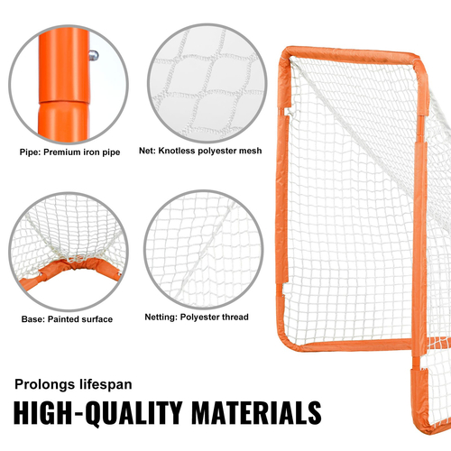 VEVOR Lacrosse Goal, 4&#039; x 4&#039; Small Παιδικό Δίχτυ Λακρός, Πτυσσόμενο Φορητό Γκολ λακρός με τσάντα μεταφοράς, Εξοπλισμός προπόνησης στην πίσω αυλή από σιδερένιο πλαίσιο, Γρήγορη και εύκολη εγκατάσταση, Ιδανικό για προπόνηση νέων, πορτοκαλί