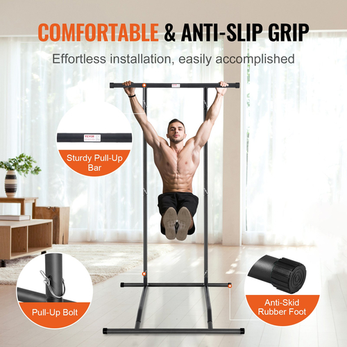 VEVOR Power Tower Dip Station, ρυθμιζόμενο ύψος 2 επιπέδων Stand Bar, Πολυλειτουργικός εξοπλισμός προπόνησης δύναμης, Home Gym Fitness Dip Bar Station, χωρητικότητα βάρους 220 LBS, Μαύρο